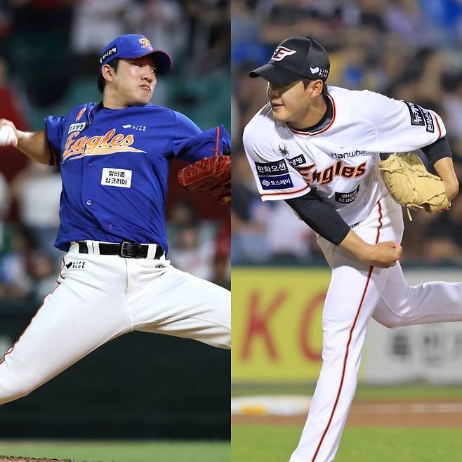 한화 시절 장시환(왼쪽)과 윤대경. /사진=한화 이글스 제공