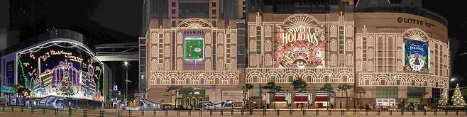 크리스마스 분위기로 장식한 롯데백화점 본점 외관 [롯데백화점 제공]