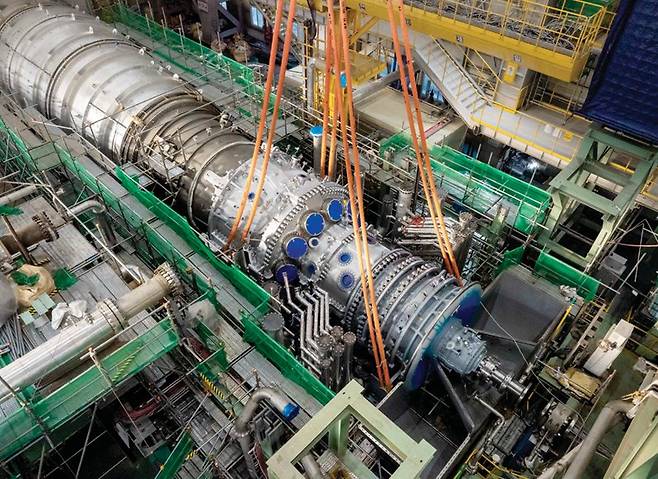 두산에너빌리티가 10월 미국 빅테크 기업에 수출한 대형 가스터빈. 두산에너빌리티 제공