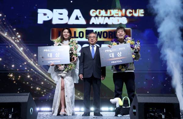 지난 시즌 대상 수상자 김가영(왼쪽)과 강동궁(오른쪽). ⓒPBA
