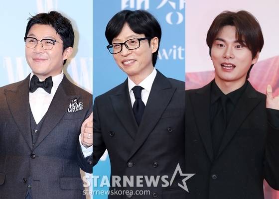 조세호(왼쪽부터), 유재석, 이이경/사진=스타뉴스