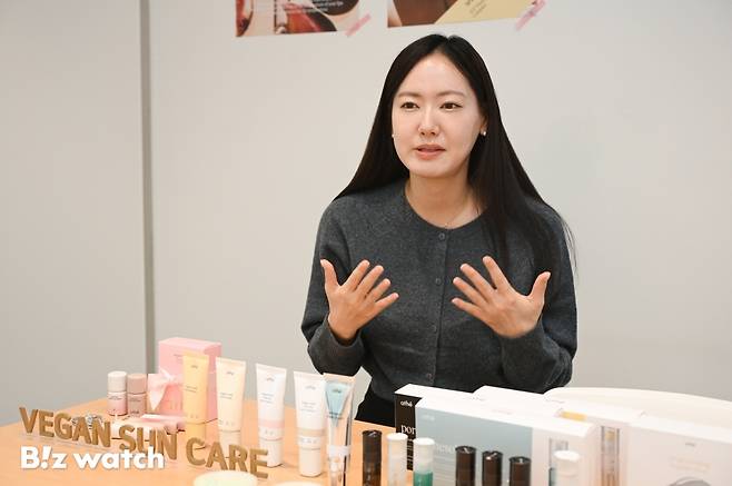 이유경 LF 매니저가 아떼의 전략에 대해 설명하고 있다. /사진=이명근 기자 qwe123@