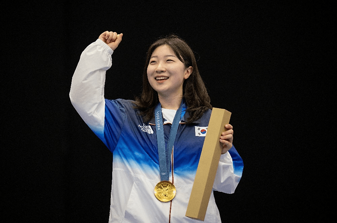 2024 파리올림픽 사격에서 금메달을 딴 반효진. 채널에이 자료