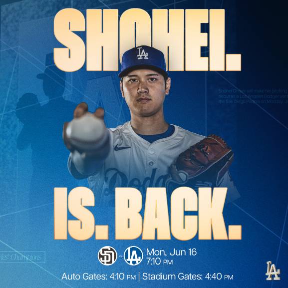 오타니의 투수 복귀를 알리는 다저스 구단 공식 X.&nbsp;