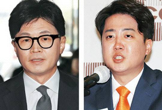 한동훈(왼쪽) 전 국민의힘 대표와 이준석 개혁신당 대표. 문화일보 자료 이미지
