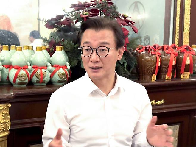 전재수 해양수산부 장관이 7일(현지시간) 미국 뉴욕에서 열린 특파원 간담회에서 발언하고 있다. ⓒ연합뉴스