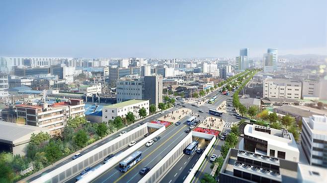 경인고속도로 구간의 지하고속도로 조감도. 자료 한국도로공사