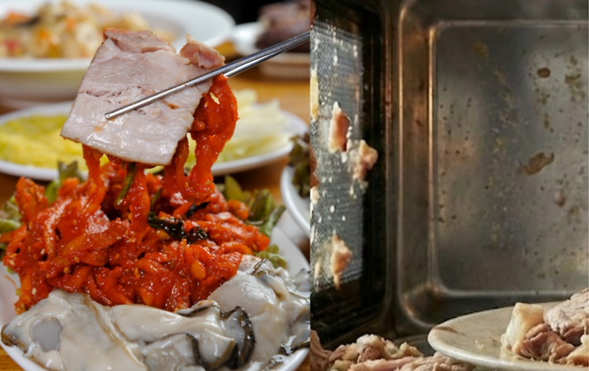 지방 함량이 높은 보쌈을 전자레인지에 오래 데우면 증기 폭발 위험이 있다. 남은 보쌈을 촉촉하게 먹는 가장 안전하고 효과적인 방법은 찜기에 미림 등을 넣고 7~10분간 쪄내는 것이다. 사진=게티이미지뱅크, 제미나이