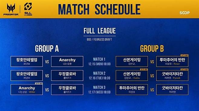 2025 SLL WINTER 대진표. SOOP 제공