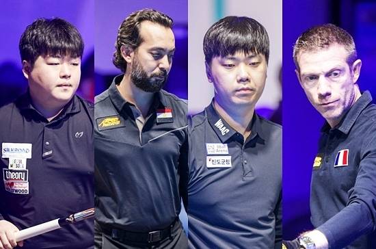 조명우와 김행직이 12일 새벽(한국시간) 끝난 이집트 샤름엘셰이크3쿠션월드컵 32강본선리그를 통과, 16강에 진출했다. (왼쪽부터)조명우는 사메 시돔, 김행직은 제레미 뷰리와 8강행을 다툰다. (사진=SOOP)