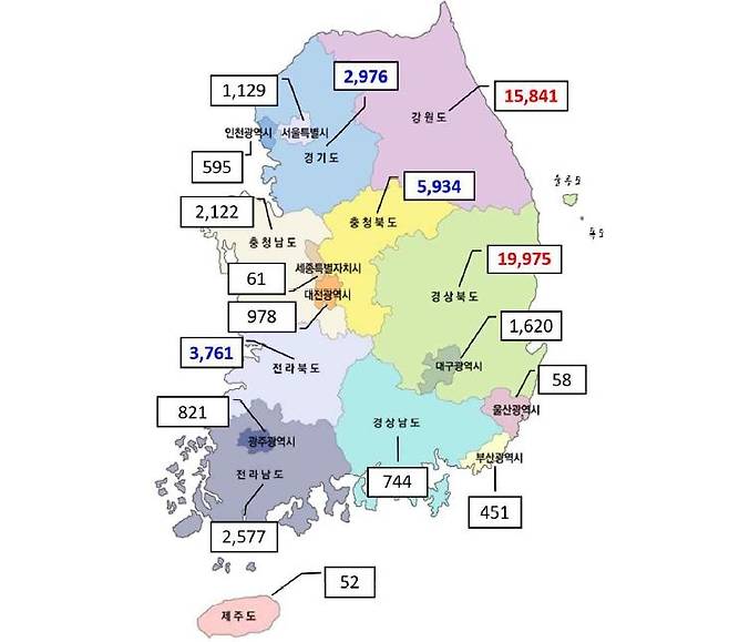 2025년 연탄 사용 가구 분포도 [연탄은행 제공]
