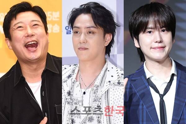 개그맨 이수근, 가수 은지원, 가수 규현(왼쪽부터) ⓒ이혜영 기자 lhy@hankooki.com