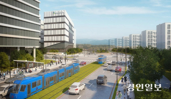 성남시가 자체 예산으로 추진 중인 성남도시철도 2호선(판교)트램 조감도. 국토교통부가 승인·고시한  ‘제2차 경기도 도시철도망 구축계획(2026~2035)’에 포함돼 본격 추진된다. /성남시 제공