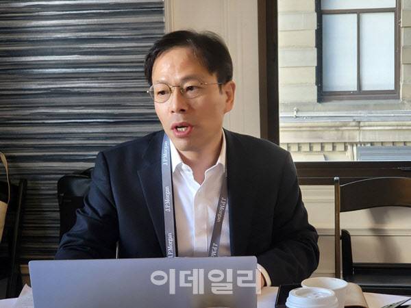 백승한 클래시스 대표가 올해 1월 미국 샌프란시스코에서 열렸던 JP모건 헬스케어 콘퍼런스 현장에서 이데일리와 인터뷰를 하고 있다.(사진=송영두 기자)