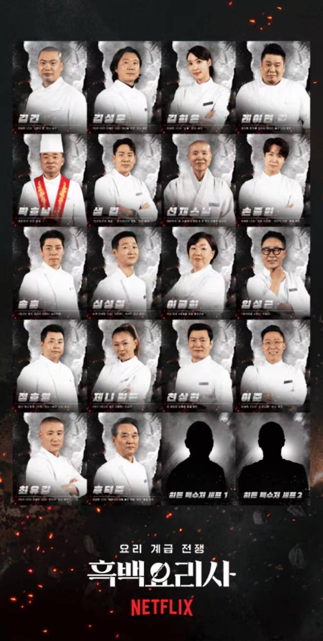 '흑백요리사2' 백수저 라인업…셰프 출연진 소개, 넥플릭스 '흑백요리사 시즌2'