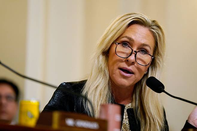 한때 트럼프의 최측근이었던 마조리 테일러 그린 공화당 하원의원. /로이터 연합뉴스