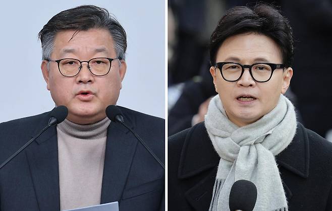 이호선 당무감사위원장(왼쪽)과 한동훈 전 국민의힘 대표. 뉴스1