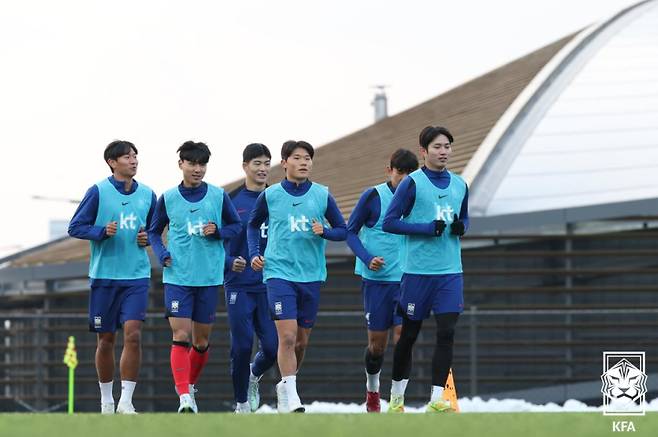 U-23 축구대표팀 선수들이 훈련하는 모습. 사진=KFA