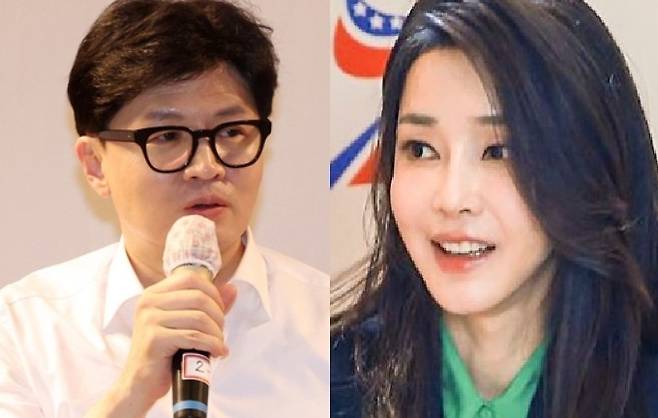 한동훈 전 국민의힘 대표와 김건희 씨 [연합뉴스]