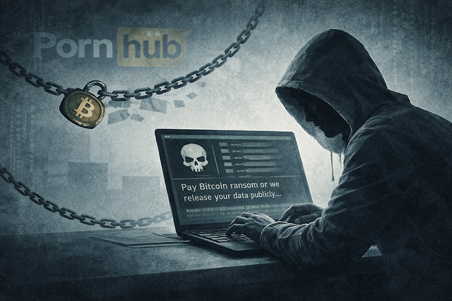 폰허브 유료 회원 2억 명의 시청 기록이 유출됐다. 이를 두고 폰허브 측과 데이터 분석 업체는 유출 경로를 두고 책임 공방을 벌이고 있다. 챗GPT로 재구성한 사진.