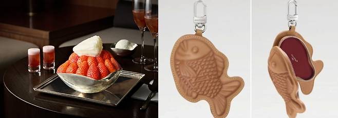 (왼) 신라호텔 딸기빙수 (오) 루이비통 붕어빵 백참/출처=신라호텔 더 라이브러리, 루이비통