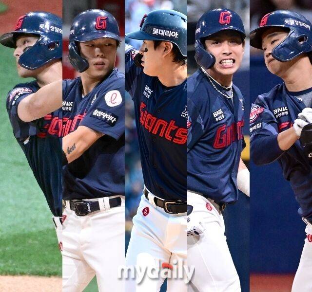 롯데 자이언츠 윤동희, 고승민, 나승엽, 황성빈, 손호영./마이데일리