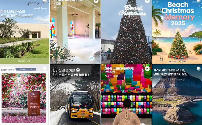 전시·공연·축제 등 다양한 문화 콘텐츠를 큐레이션한 비짓제주 SNS 콘텐츠 화면. 계절과 관심사를 기준으로 정보를 재구성해 선보인다. (비짓제주 SNS 화면 캡처)