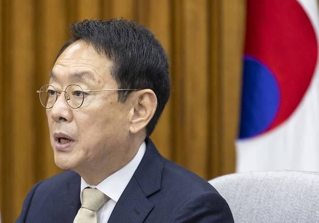 김도읍 국민의힘 정책위의장이 19일 국회에서 열린 원내대책회의에서 발언하고 있다. [연합]