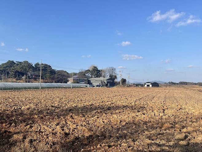 오산학교의 재정 기반 사과 과수원이 운영되었던 홍해농장. 현재는 파와 고구마 등이 재배되고 있다.