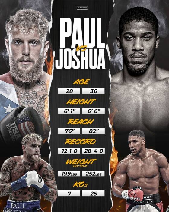 제이크 폴과 앤서니 조슈아. /사진=기브미스포츠 갈무리