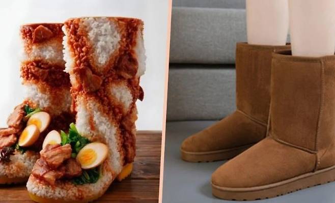 일본의 한 지방자치단체가 대만의 대표 음식인 '루러우판(돼지고기 조림 덮밥)'을 본뜬 실제 착용 가능한 부츠를 선보여 화제를 모으고 있다.2025.12.19.(사진=SCMP 캡처) *재판매 및 DB 금지