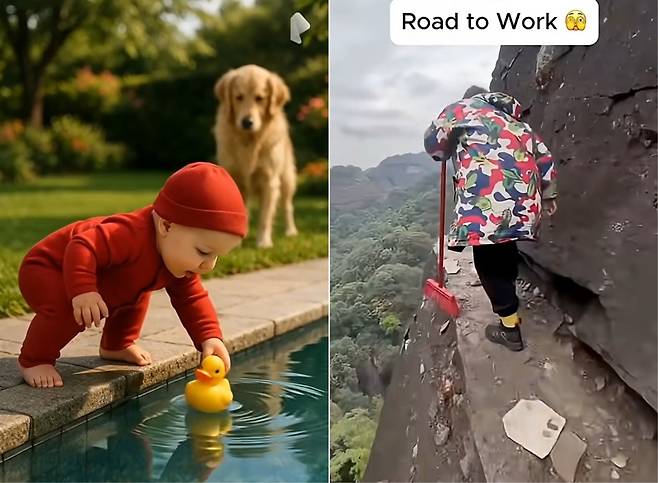 생성형 인공지능(AI)으로 만든 창작 영상들. 유튜브 채널 Ai-ClipVerse·The Animal Vault TV 캡처