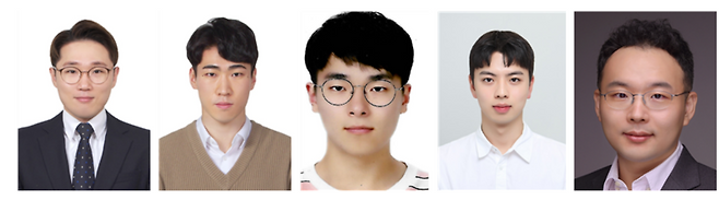이번 연구를 수행한 KAIST 연구진. 김준영(왼쪽부터)·김희규·이준형 박사과정, 이인효 석사과정, 유승화 교수.[KAIST 제공]