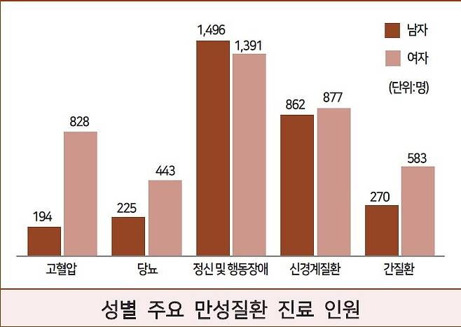 서산 청년 가장 많이 앓는 만성질환은 '정신 및 행동장애' [서산시 청년통계 갈무리]