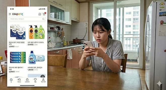 쿠팡이 수천만 개의 개인정보 유출 등으로 대규모의 '탈팡(쿠팡탈퇴)'이 예상됐지만, '로켓배송' 때문에 소비자들이 이용을 쉽게 못 끊고 있다. 사진=구글제미나이생성