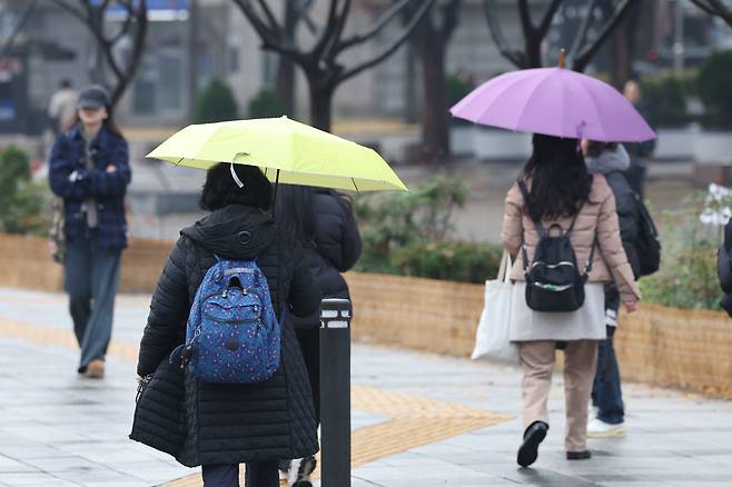 우산을 쓴 시민들이 이동하고 있다. 사진=연합뉴스.
