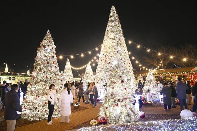 10m 대형 트리 1개와 8m 트리 3개를 비롯한 다양한 조형물들이 눈길을 끌고 있다. 달성군 제공