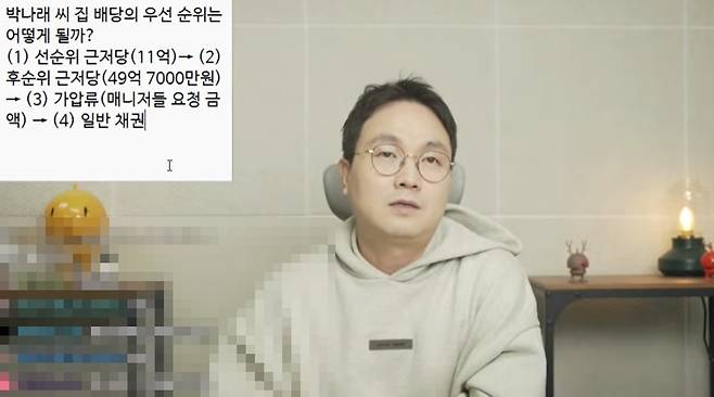 방송인 박나래의 근저당권 설정시기에 의혹이 제기됐다. 출처=이진호 유튜브