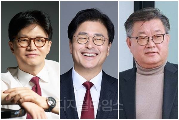 (맨 왼쪽부터) 한동훈 전 국민의힘 대표, 김종혁 전 최고위원, 이호선 당무감사위원장. [디지털타임스 DB, 연합뉴스]