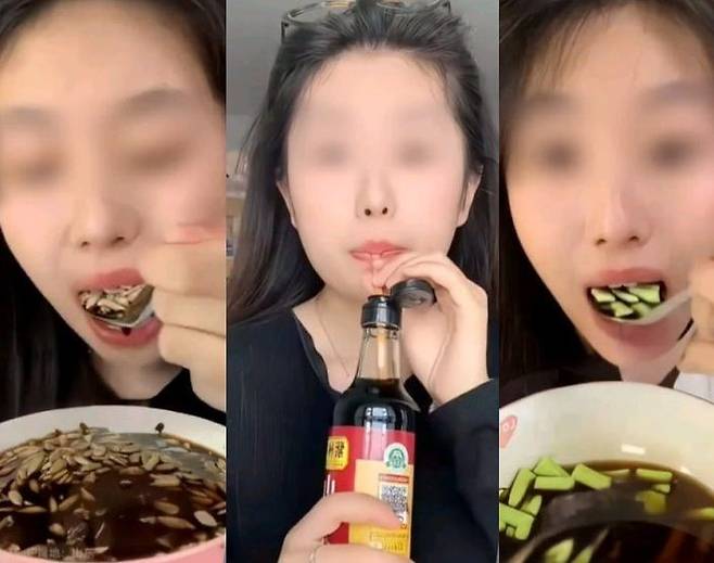 괴식 먹방을 선보이던 중국 인플루언서 ‘첸첸첸’. 사진=SCMP, SNS