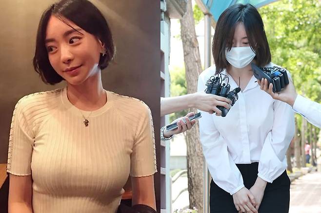 2019년 7월 마약 투약 혐의로 구속기소된 남양유업 창업주 외손녀 황하나씨가 1심에서 징역 1년에 집행유예 2년을 선고받고 경기도 수원시 팔달구 수원구치소에서 나와 고개를 숙이고 있다.&nbsp;황씨 사회관계망서비스(SNS) 캡처·연합뉴스