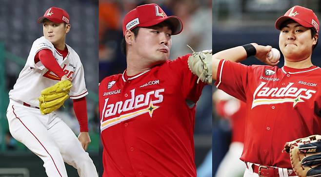 김건우, 전영준, 고명준(왼쪽부터). SSG 랜더스 제공