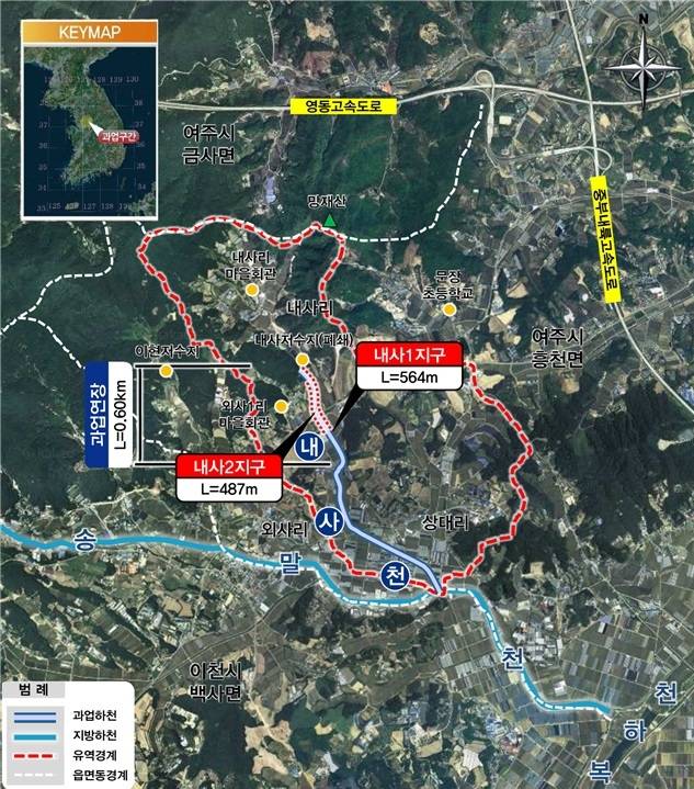 여주 내사천 정비사업 위치도 [경기도 제공. 재판매 및 DB 금지]