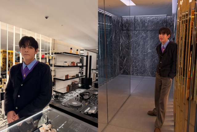 뷔가 영앤리치다운 근황을 공개했다. / 뷔 인스타그램