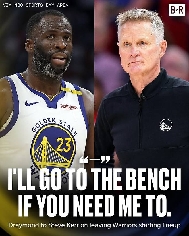 최근 커 감독에게 스스로 벤치행을 자처한 골든스테이트 그린(왼쪽). 사진=블리처리포트 SNS