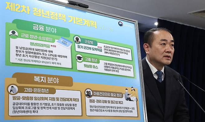 김달원 국무조정실 청년정책조정실장이 26일 서울 종로구 정부서울청사에서 제2차 청년정책 기본계획 관련 브리핑을 하고 있다. 뉴스1