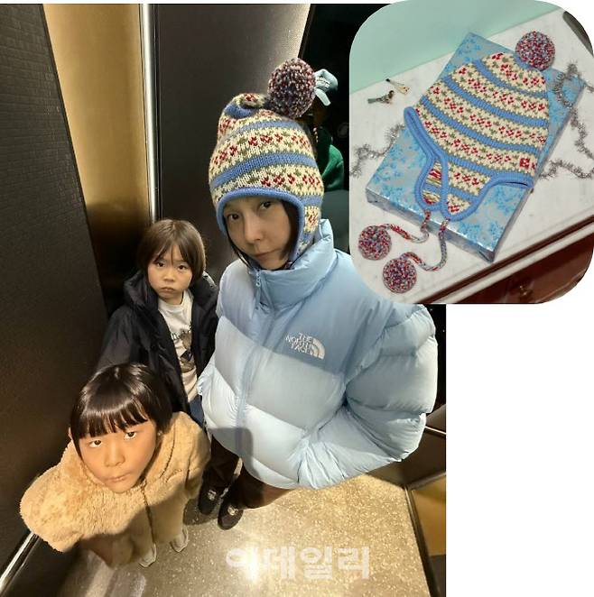김나영과 자녀들이 찍은 사진과 보드 상품 이미지 (사진=김나영 인스타그램·제품 판매페이지 캡처)