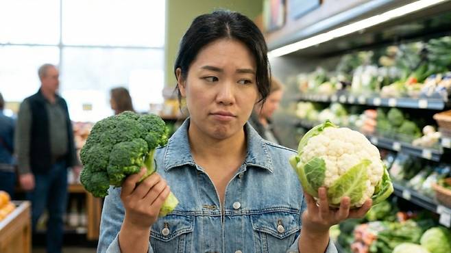 브로콜리와 콜리플라워는 비슷하게 생겼지만 영양소 구성에 차이가 있다 | 출처: Gemini 생성