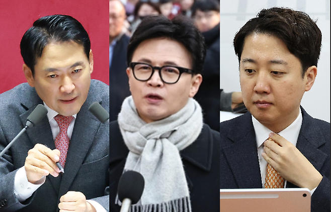 장동혁 국민의힘 대표, 한동훈 전 국민의힘 대표, 이준석 개혁신당 대표 [연합뉴스]