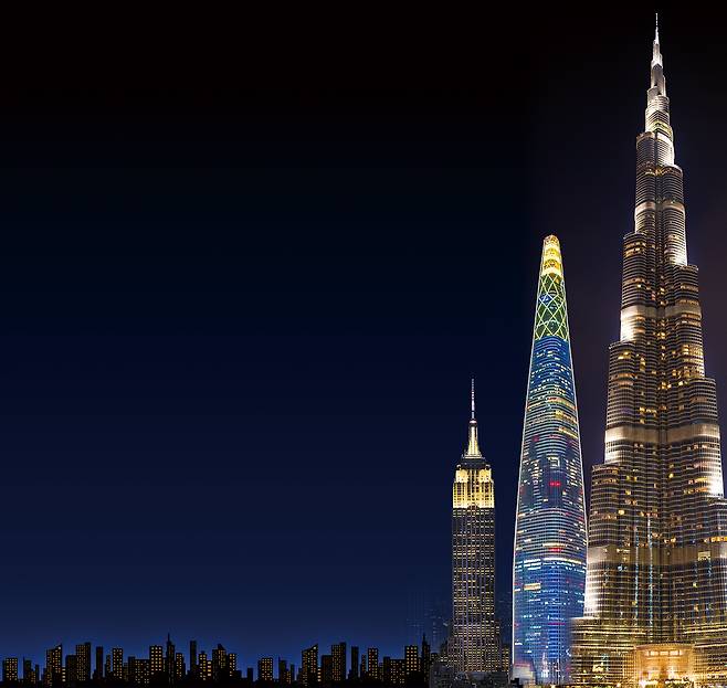 인간의 욕망과 기술이 만나는 경계에 서 있는 세계 초고층 빌딩에 대한 인문학적 통찰을 담은 책이 출간됐다. 왼쪽 사진부터 뉴욕의 엠파이어 스테이트 빌딩, 서울 롯데월드타워, 두바이의 부르즈 칼리파. 세계일보 자료사진